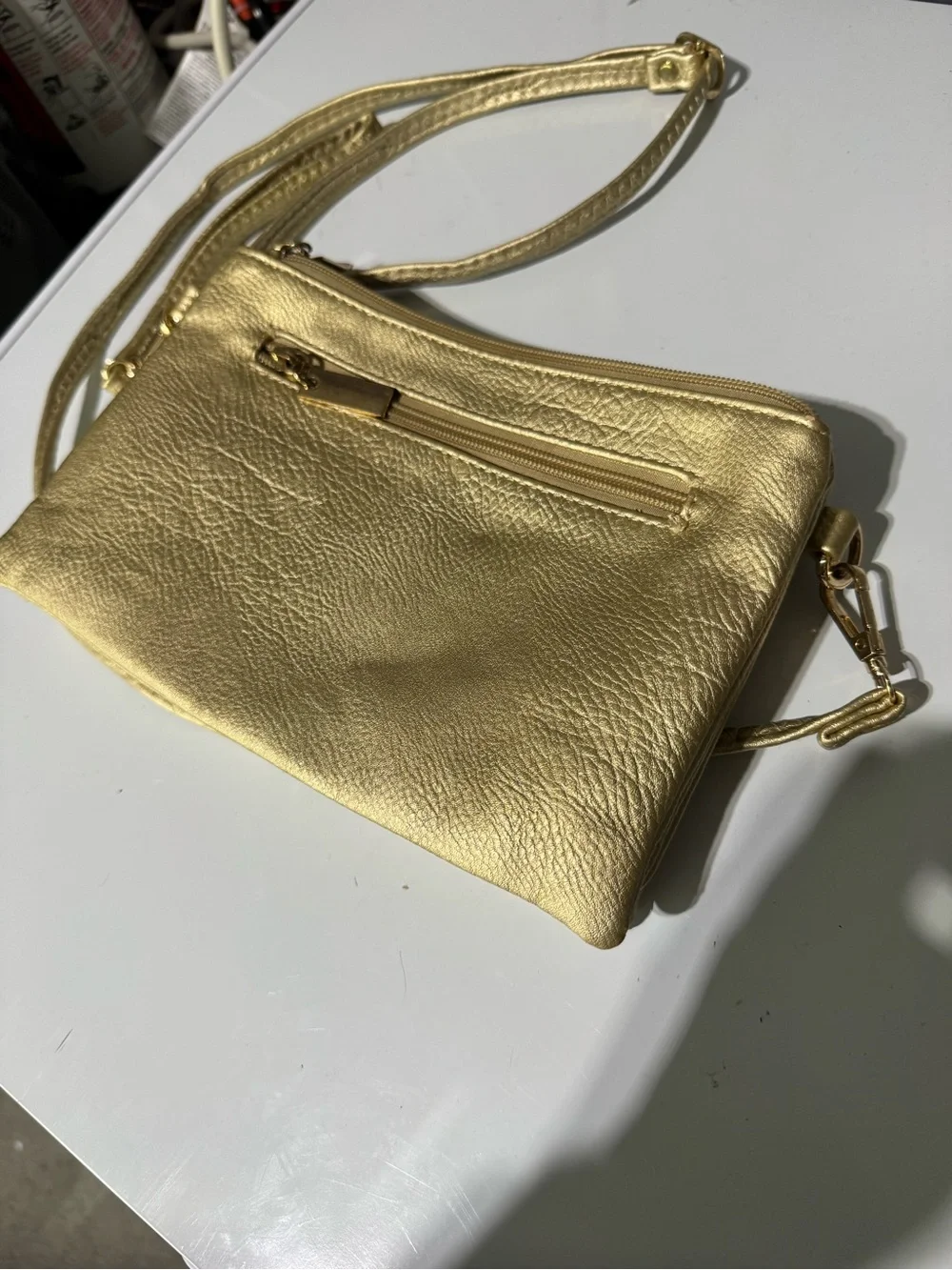 Michael Kors Metallic Gold Leather Crossbody Wristlet